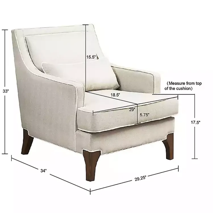 Accent Chairs-Kirklands Home Cream and White Contrast Welting Accent Chair Ivory