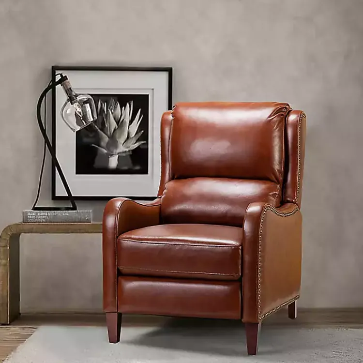 Accent Chairs-Kirklands Home Arturo Leather Wingback Recliner Brown