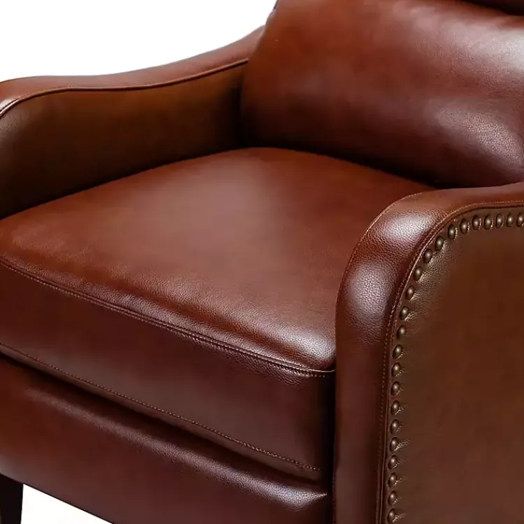Accent Chairs-Kirklands Home Arturo Leather Wingback Recliner Brown