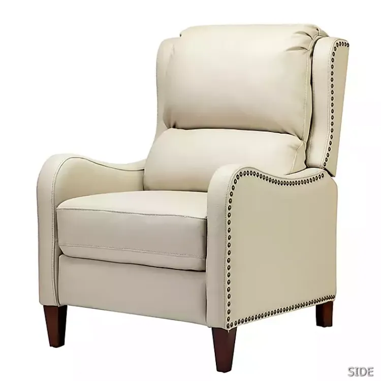 Accent Chairs-Kirklands Home Arturo Leather Wingback Recliner Ivory