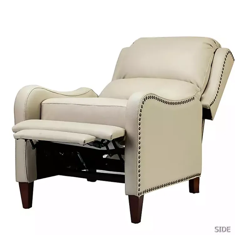 Accent Chairs-Kirklands Home Arturo Leather Wingback Recliner Ivory