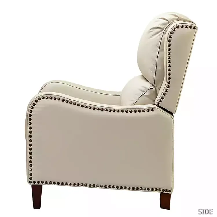 Accent Chairs-Kirklands Home Arturo Leather Wingback Recliner Ivory