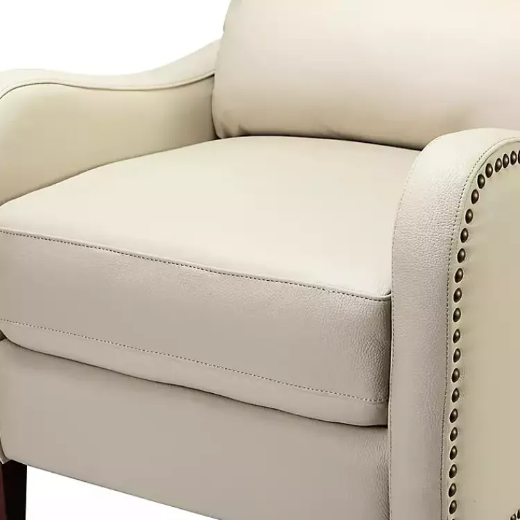 Accent Chairs-Kirklands Home Arturo Leather Wingback Recliner Ivory