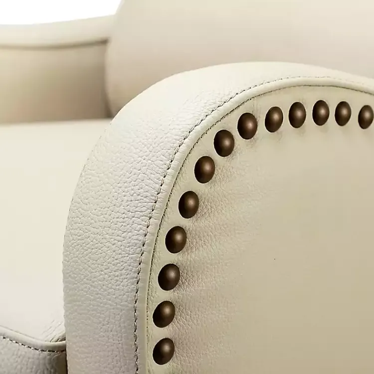 Accent Chairs-Kirklands Home Arturo Leather Wingback Recliner Ivory