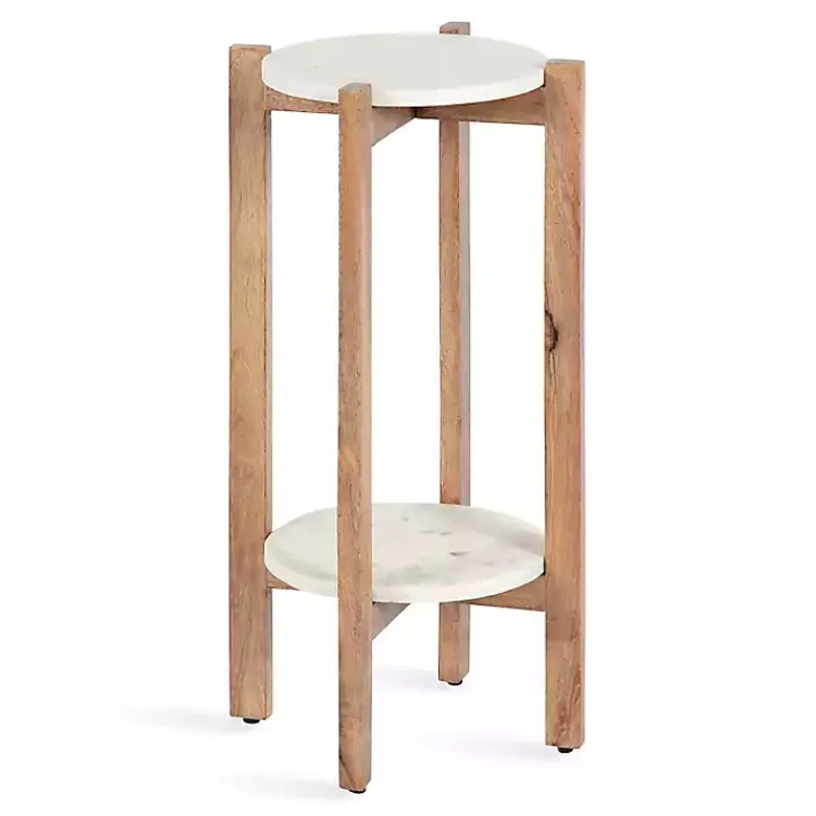 Accent & End Tables-Kirklands Home Natural Wood and Marble Moxley Accent Table