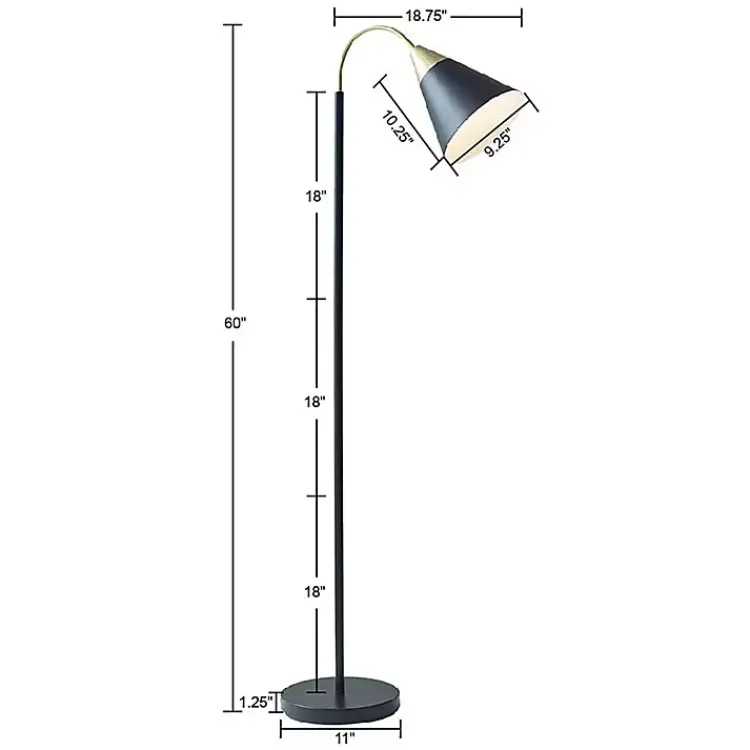 Floor Lamps-Kirklands Home Arched Cone Shade Floor Lamp Black