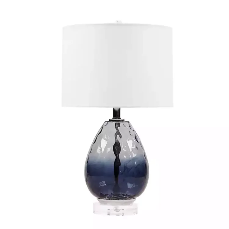Table Lamps-Kirklands Home Ombre Blue Glass Teardrop Table Lamp White
