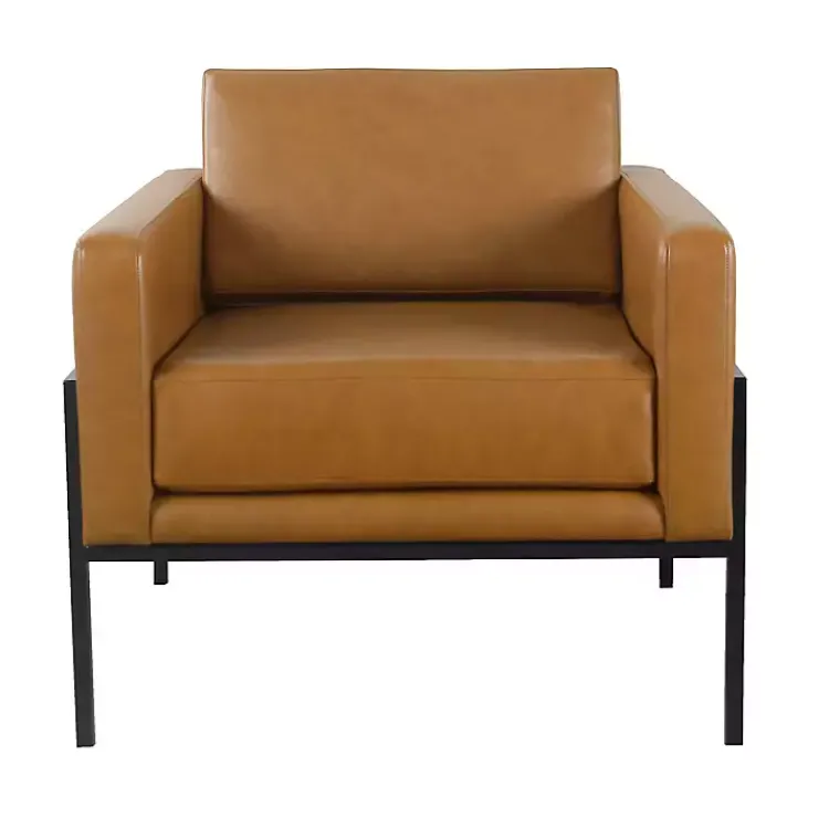 Accent Chairs-Kirklands Home Carmel Vegan Leather Club Accent Chair Brown