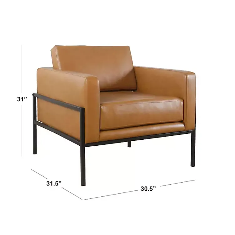 Accent Chairs-Kirklands Home Carmel Vegan Leather Club Accent Chair Brown