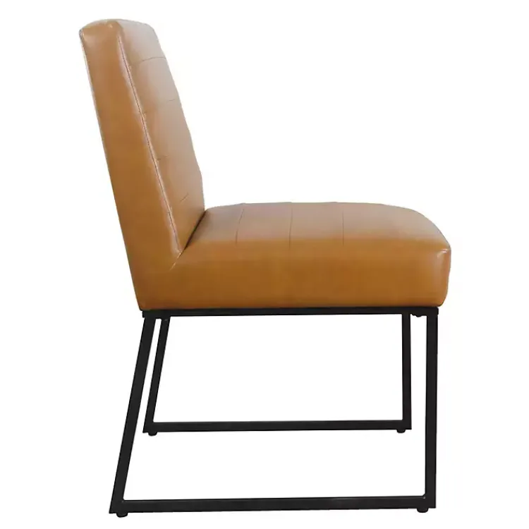 Dining Chairs-Kirklands Home Channeled Carmel Leather Dining Chair Brown