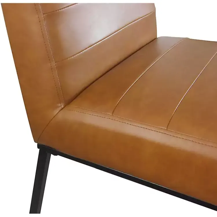 Dining Chairs-Kirklands Home Channeled Carmel Leather Dining Chair Brown