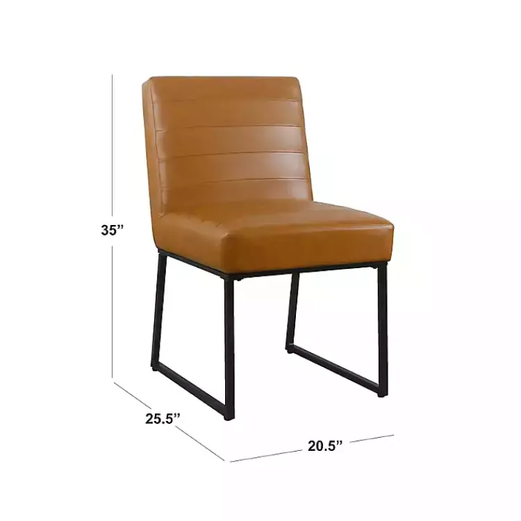 Dining Chairs-Kirklands Home Channeled Carmel Leather Dining Chair Brown