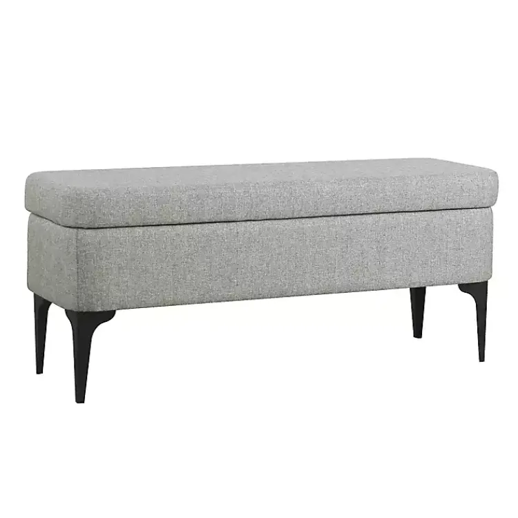 Benches & Ottomans-Kirklands Home Ricardo Woven Storage Bench Gray