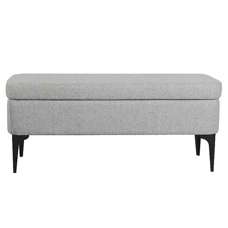 Benches & Ottomans-Kirklands Home Ricardo Woven Storage Bench Gray