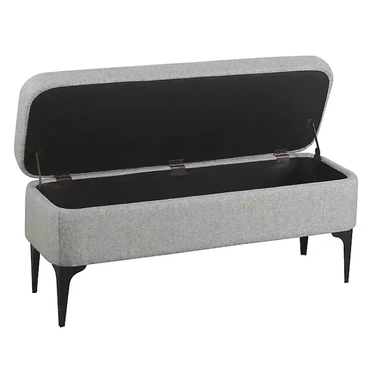 Benches & Ottomans-Kirklands Home Ricardo Woven Storage Bench Gray