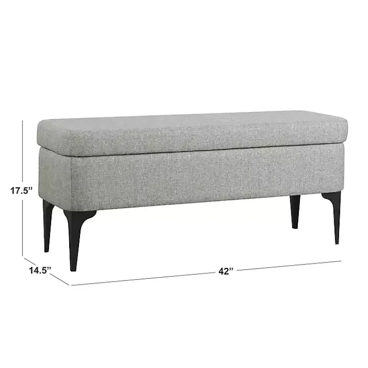 Benches & Ottomans-Kirklands Home Ricardo Woven Storage Bench Gray