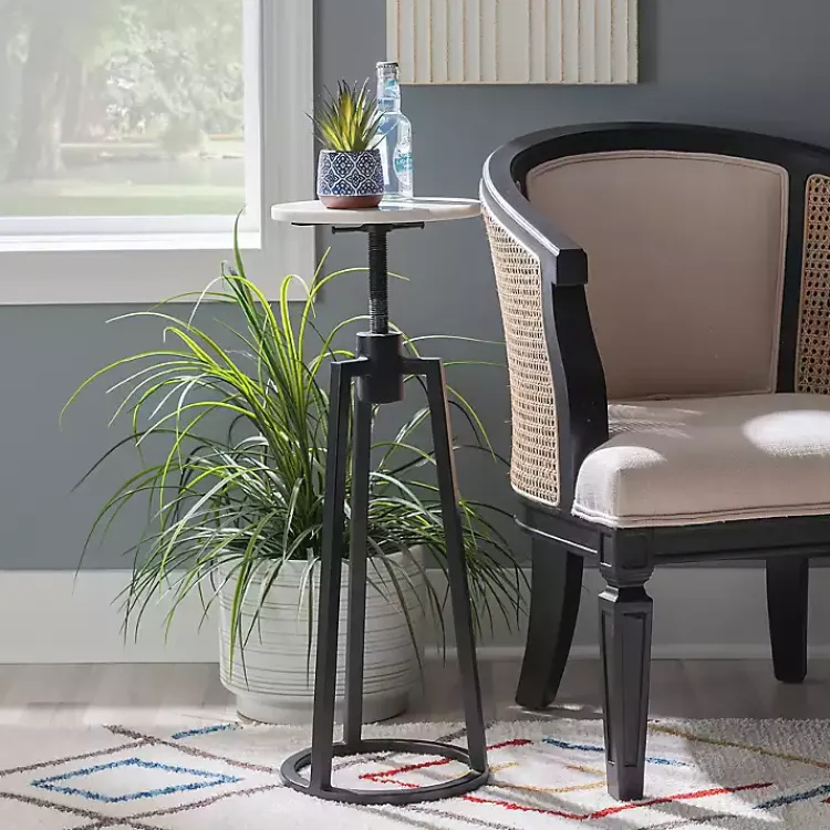 Accent & End Tables-Kirklands Home Black and White Marble Adjustable Drink Table