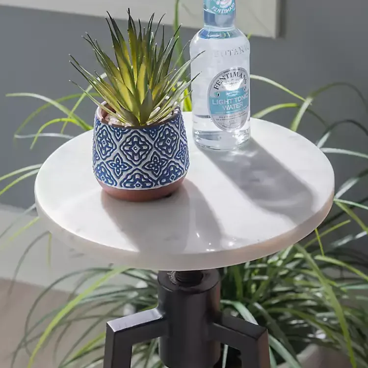 Accent & End Tables-Kirklands Home Black and White Marble Adjustable Drink Table