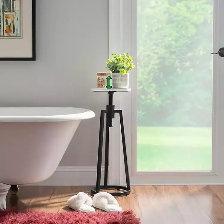 Accent & End Tables-Kirklands Home Black and White Marble Adjustable Drink Table