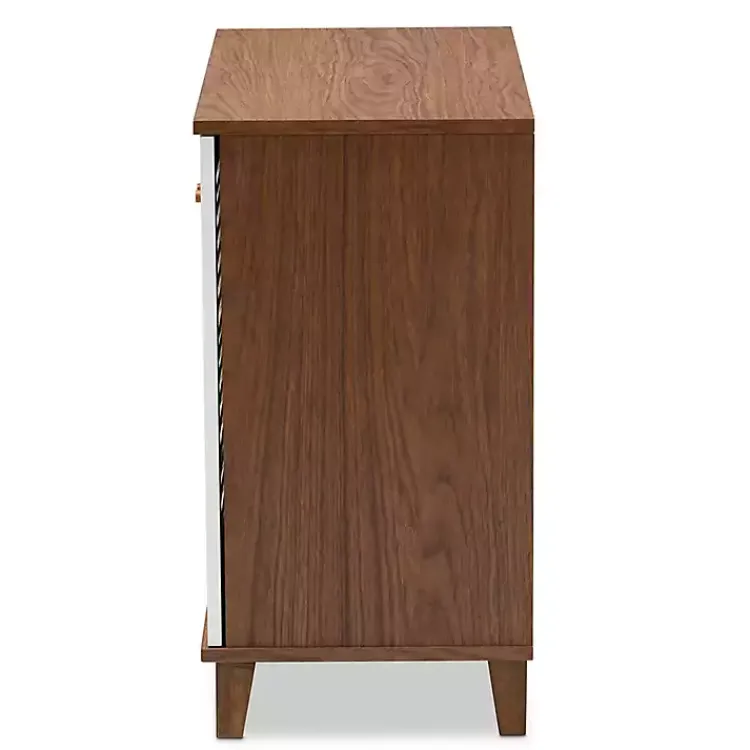 Entryway Furniture-Kirklands Home Collier Two-Tone Slatted Shoe Storage Cabinet