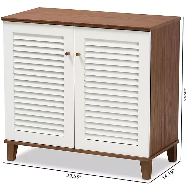 Entryway Furniture-Kirklands Home Collier Two-Tone Slatted Shoe Storage Cabinet