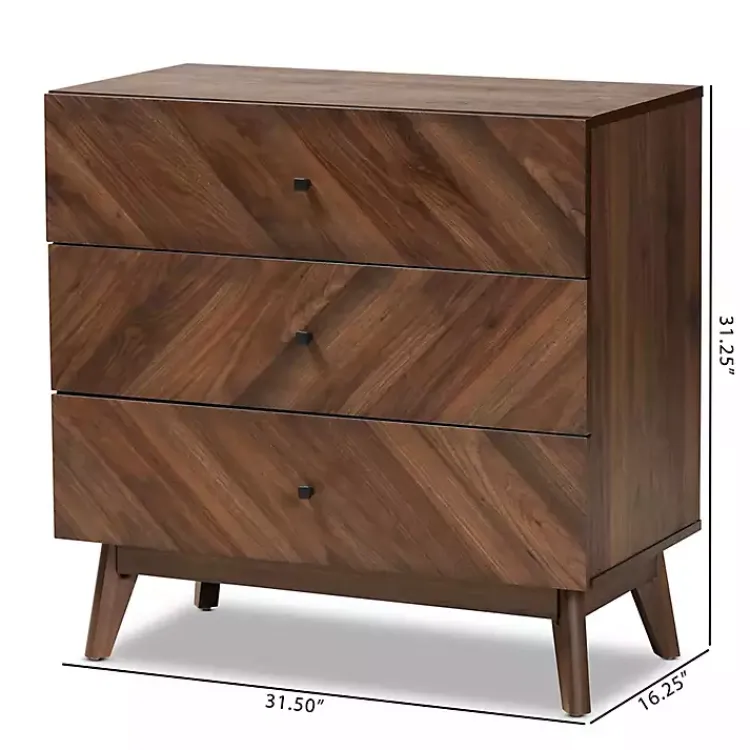 Dressers & Chests-Kirklands Home Sabrina Walnut Wood 3-Drawer Chest