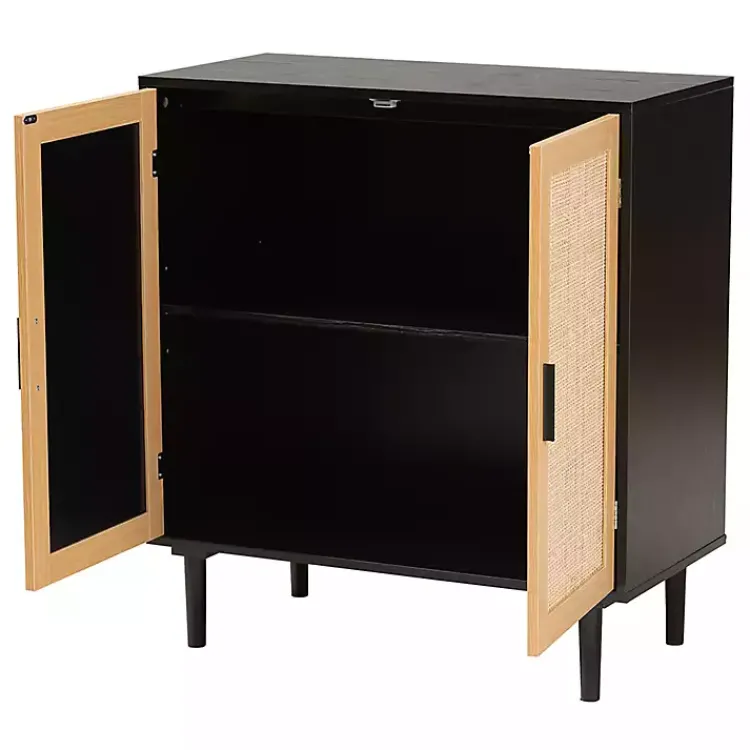Cabinets & Sideboards-Kirklands Home Tara Two-Tone Espresso Rattan Cabinet
