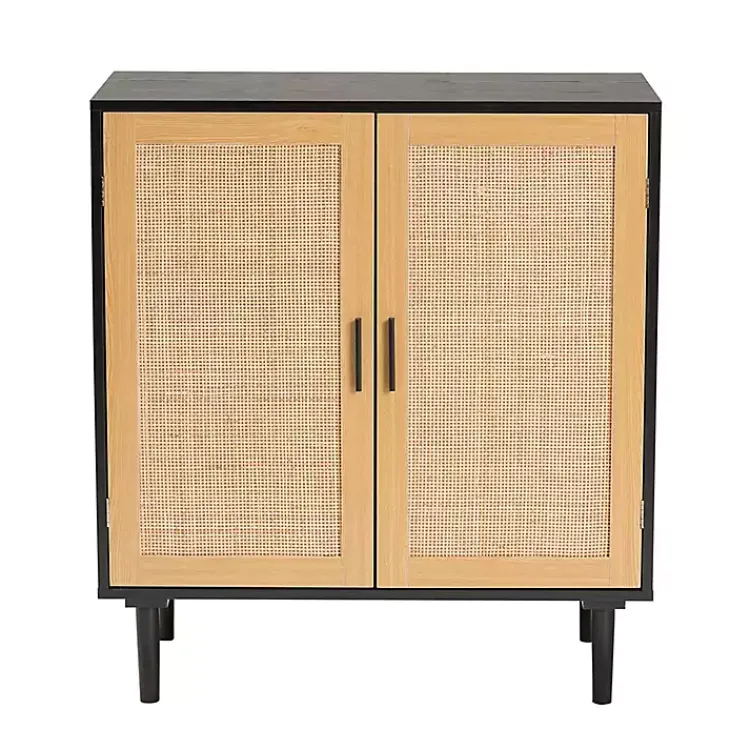 Cabinets & Sideboards-Kirklands Home Tara Two-Tone Espresso Rattan Cabinet