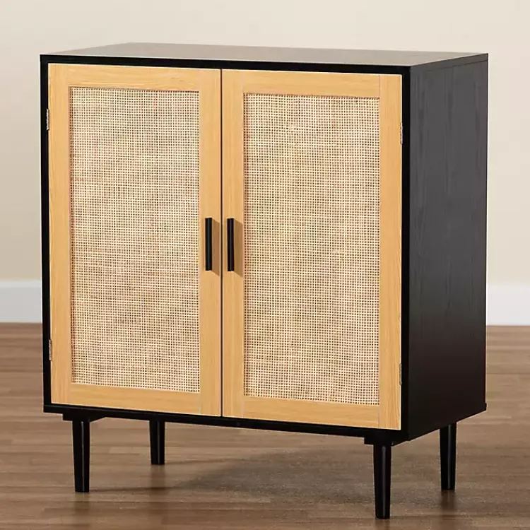 Cabinets & Sideboards-Kirklands Home Tara Two-Tone Espresso Rattan Cabinet