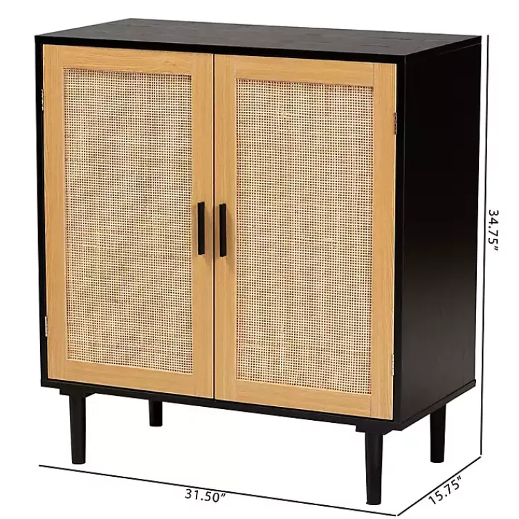 Cabinets & Sideboards-Kirklands Home Tara Two-Tone Espresso Rattan Cabinet