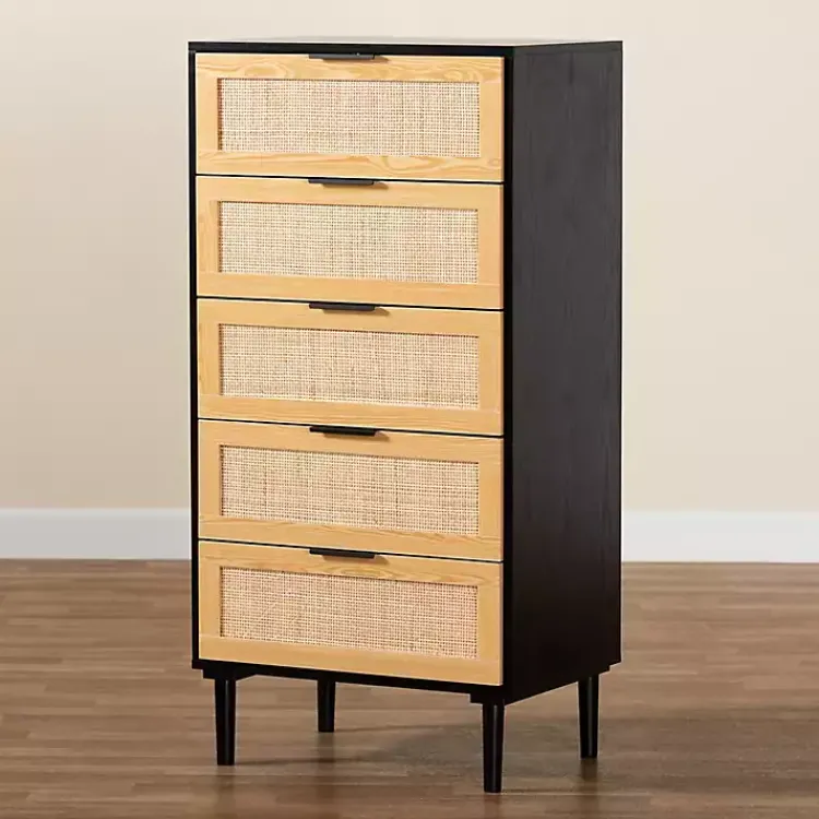 Dressers & Chests-Kirklands Home Tara Two-Tone Espresso Rattan Chest