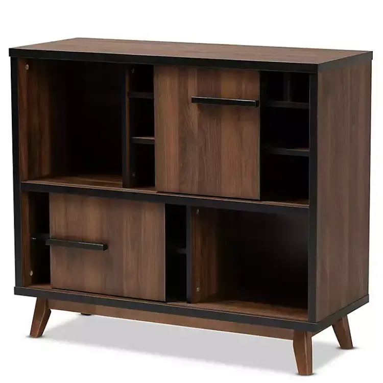 Cabinets & Sideboards-Kirklands Home Two Tone Walnut Wood Wine Storage Cabinet