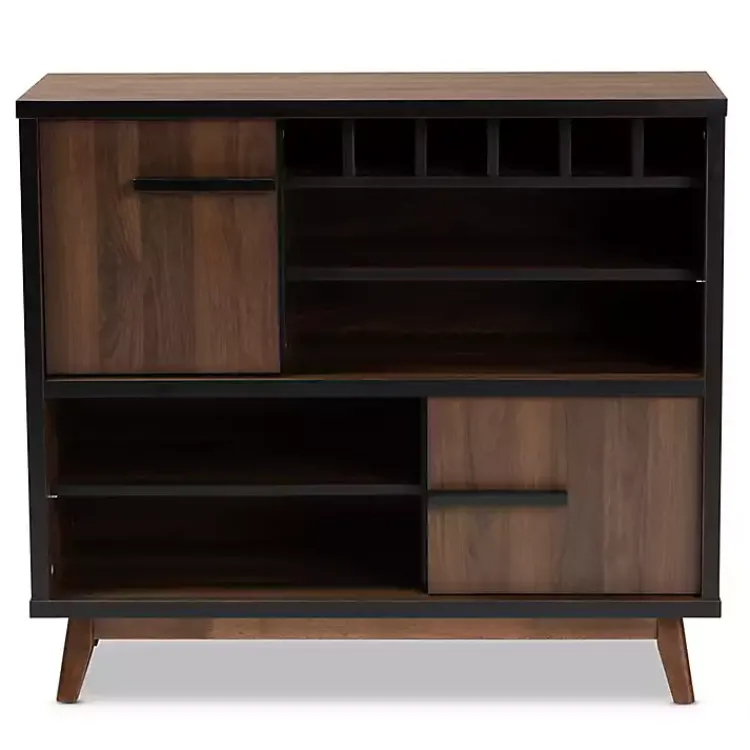 Cabinets & Sideboards-Kirklands Home Two Tone Walnut Wood Wine Storage Cabinet