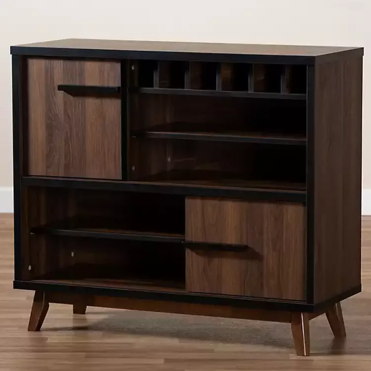 Cabinets & Sideboards-Kirklands Home Two Tone Walnut Wood Wine Storage Cabinet