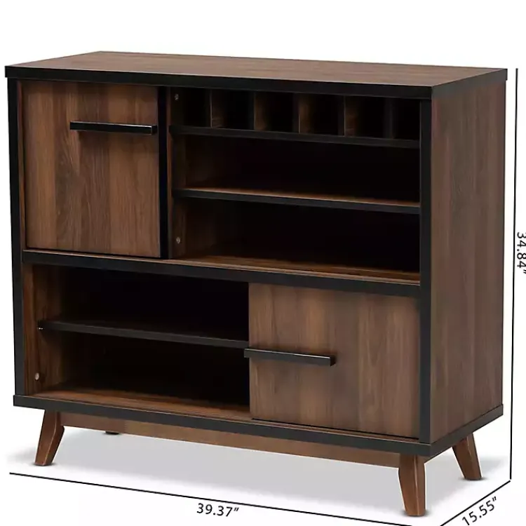 Cabinets & Sideboards-Kirklands Home Two Tone Walnut Wood Wine Storage Cabinet