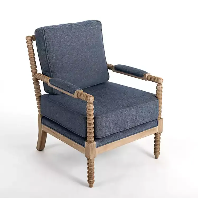 Accent Chairs-Kirklands Home Spencer Spindle Armchair Blue