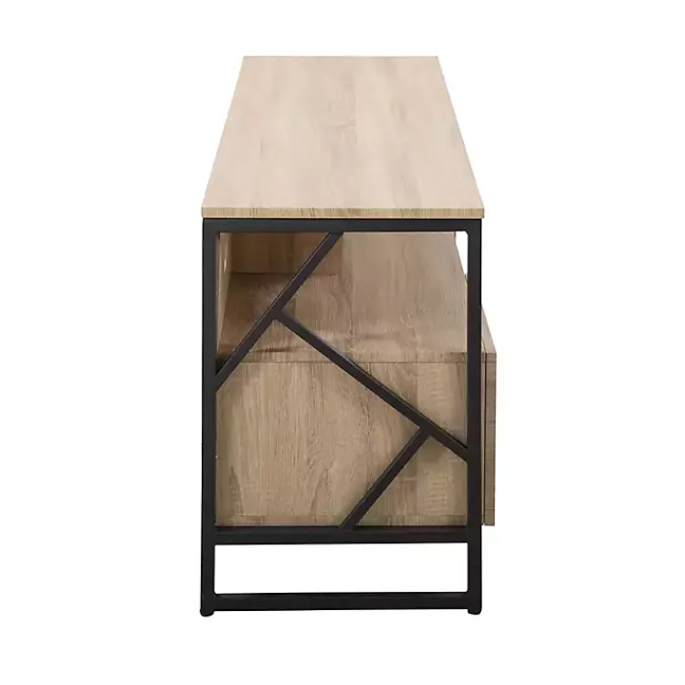 Tv Stands & Media Consoles-Kirklands Home Natural Wood and Black Steel Media Sd Tan