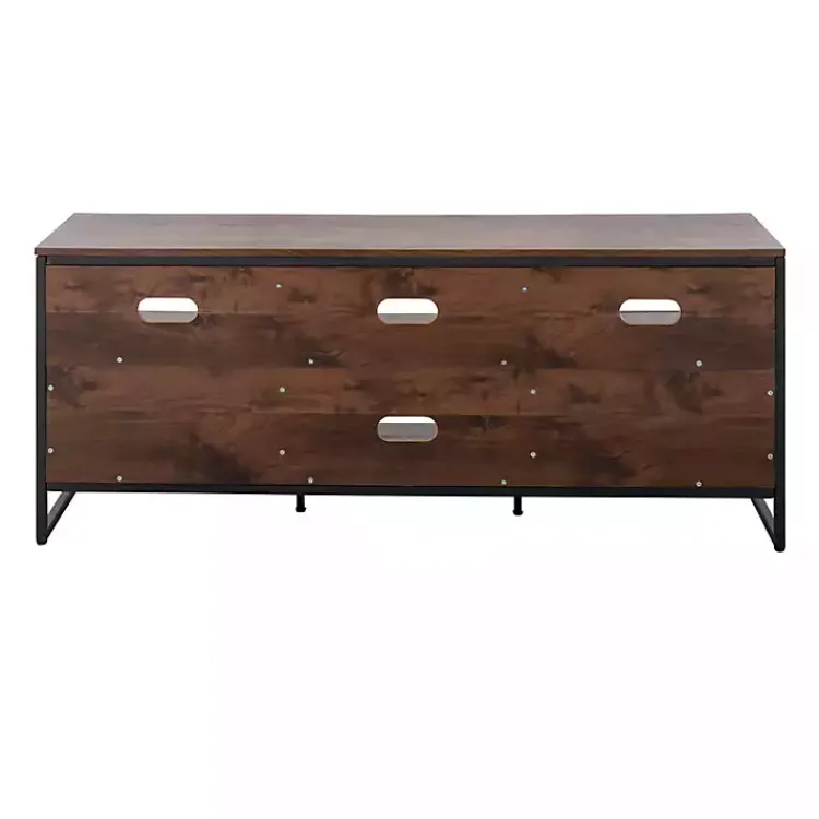 Tv Stands & Media Consoles-Kirklands Home Walnut Wood and Black Steel Media Stand Brown