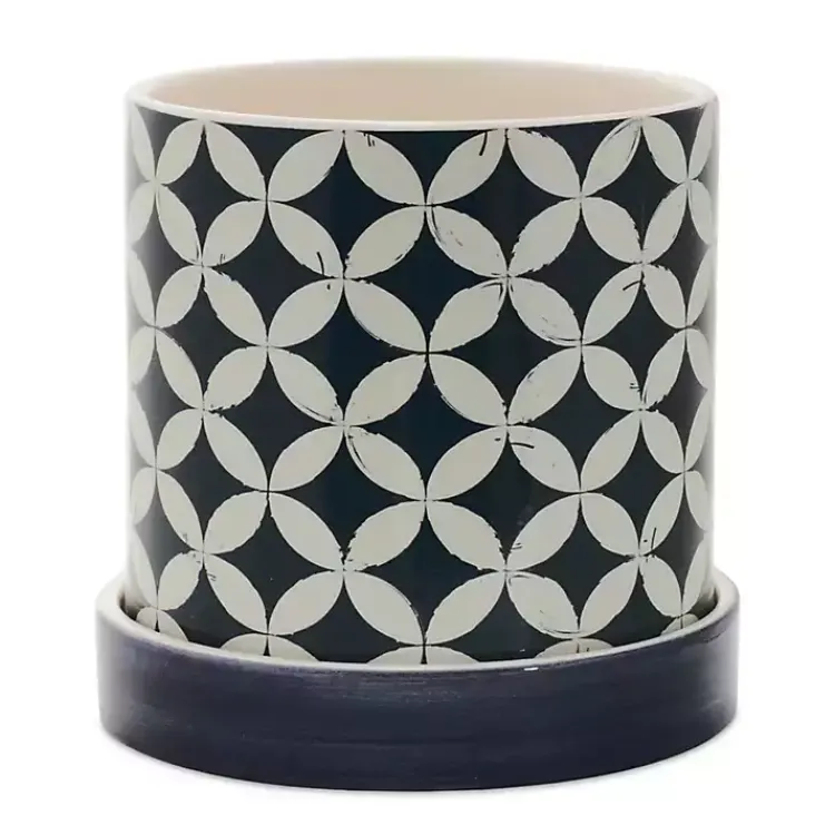 Planters-Kirklands Home Blue and White Coastal Planters, Set of 2