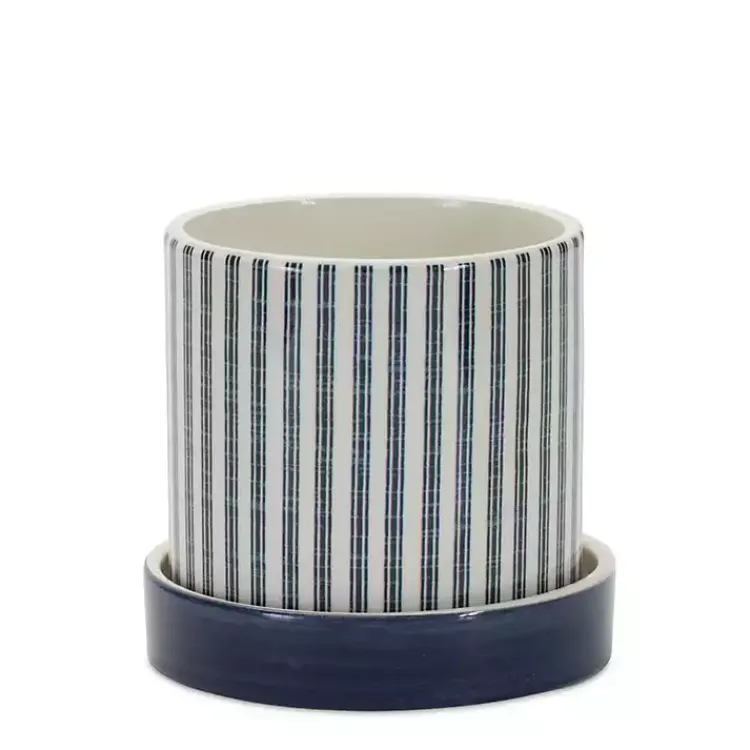 Planters-Kirklands Home Blue and White Coastal Planters, Set of 2