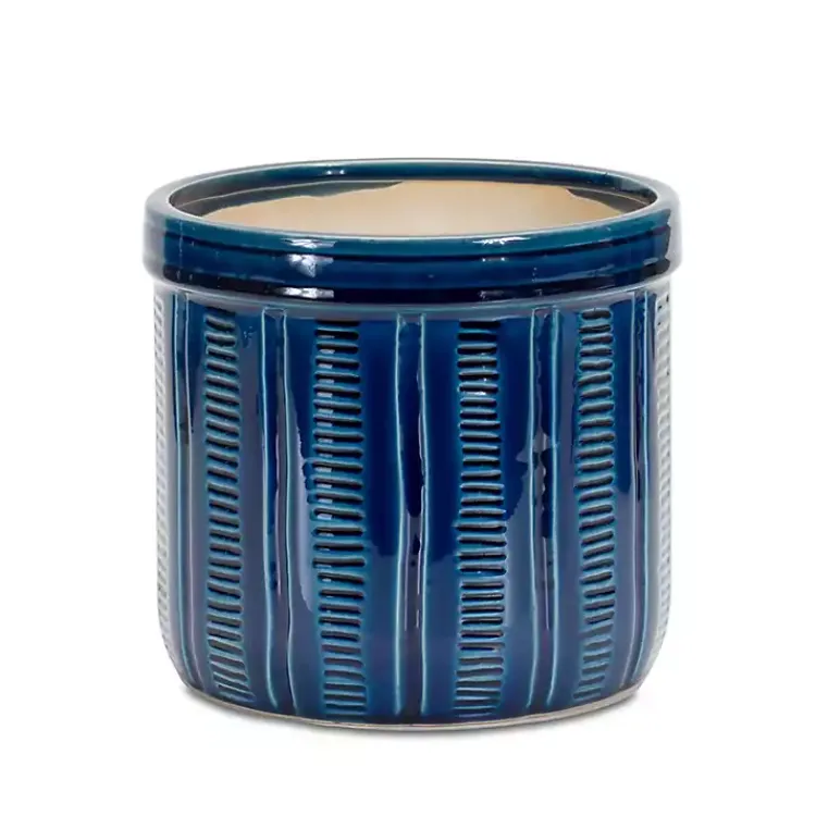 Planters-Kirklands Home Terracotta Abstract Decorative Pots, Set of 3 Blue