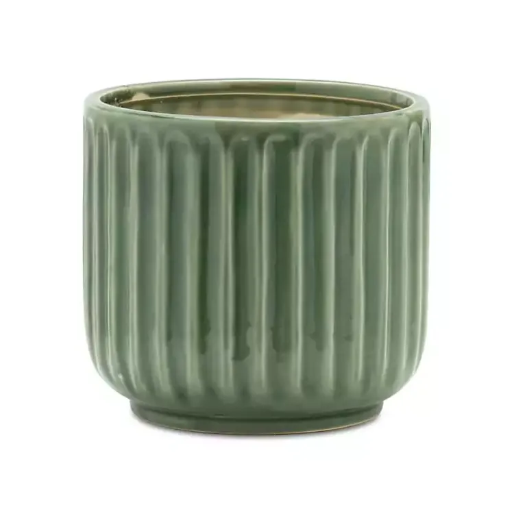 Planters-Kirklands Home Ribbed Terracotta Planters, Set of 3 Green