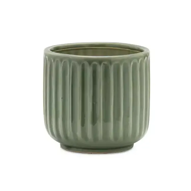 Planters-Kirklands Home Ribbed Terracotta Planters, Set of 3 Green