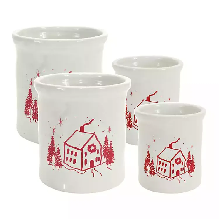 Serving & Entertaining-Kirklands Home Red and White Holiday Home Crock