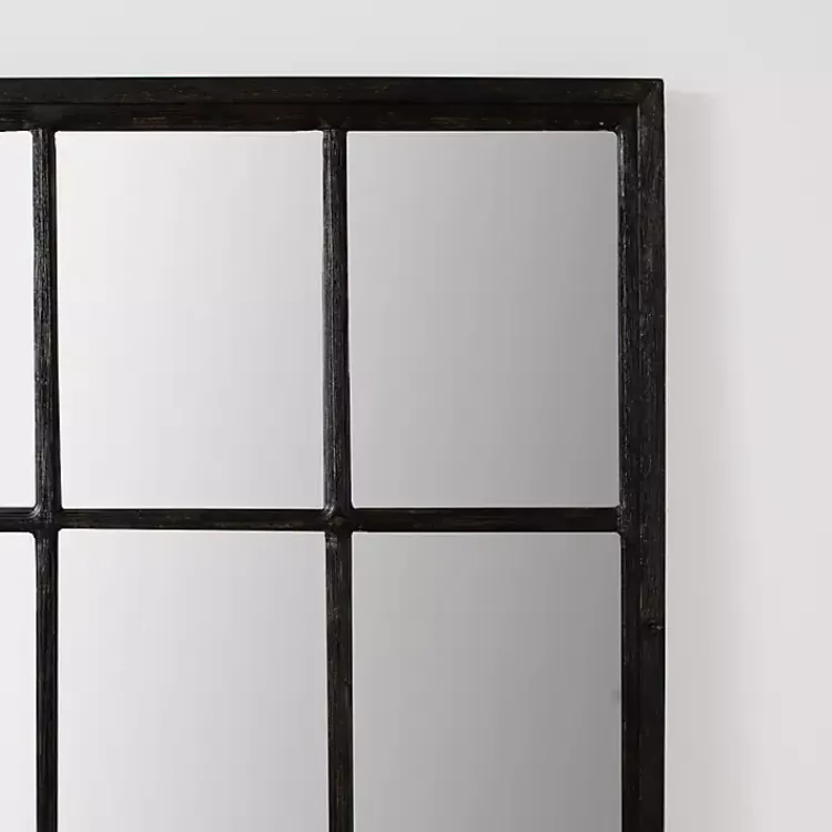 Full Length & Floor Mirrors-Kirklands Home Grande Black Window Pane Leaner Mirror