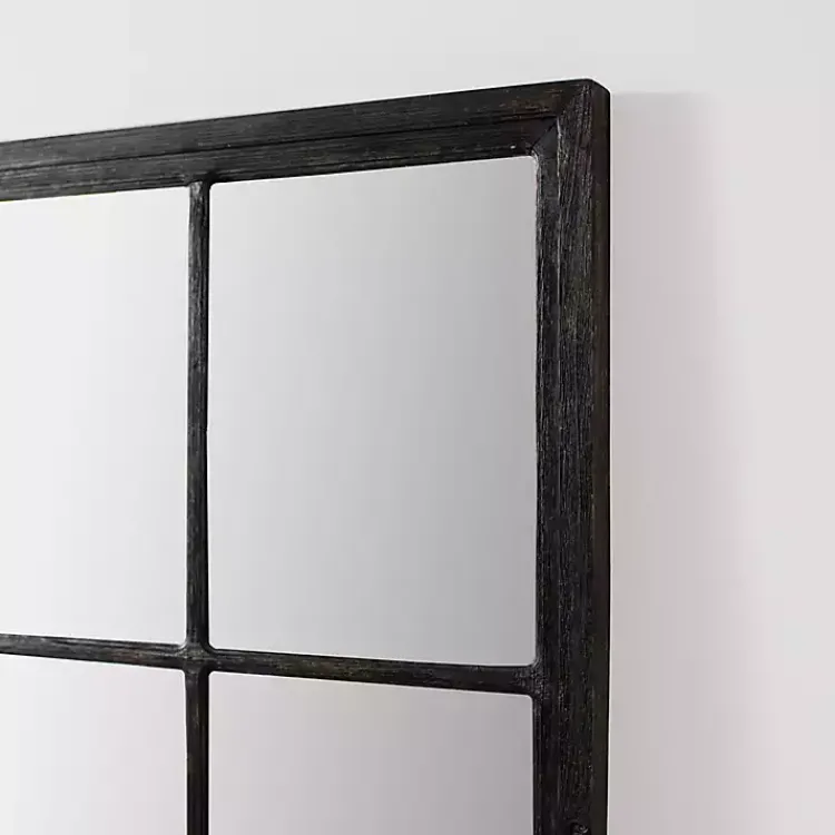 Full Length & Floor Mirrors-Kirklands Home Grande Black Window Pane Leaner Mirror