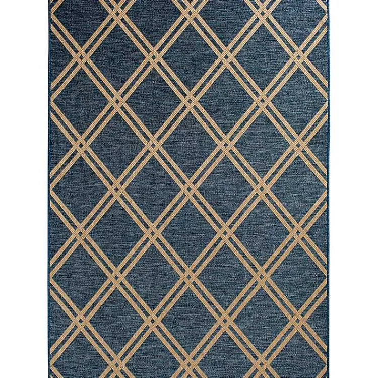 Outdoor Rugs-Kirklands Home Navy Diamond Indoor/Outdoor Area Rug, 5x7 Blue