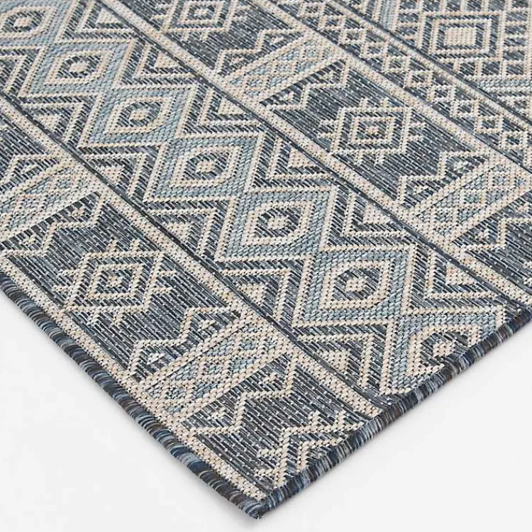 Outdoor Rugs-Kirklands Home Draya Indoor/Outdoor Area Rug, 5x7 Blue