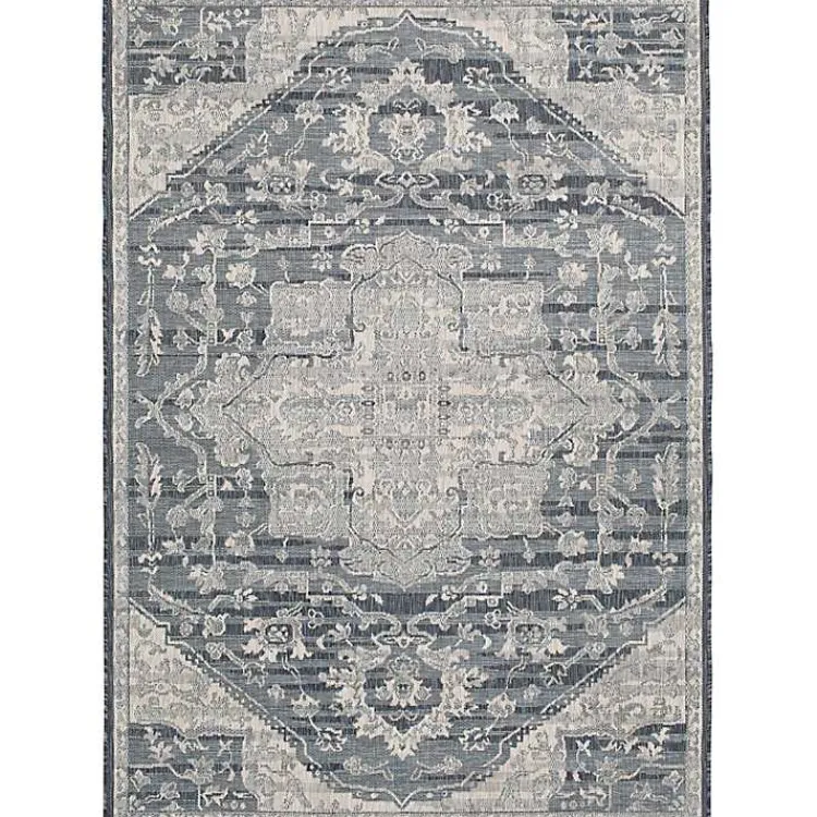 Outdoor Rugs-Kirklands Home Medallion Lava Indoor/Outdoor Area Rug, 7x9 Blue