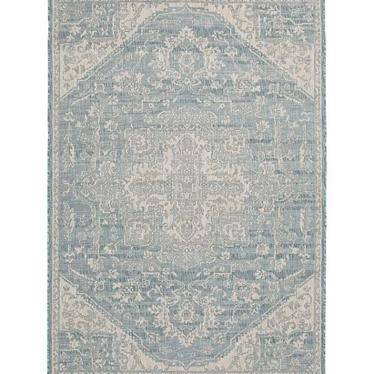 Outdoor Rugs-Kirklands Home Sky Medallion Lava Indoor/Outdoor Area Rug, 6x9 Blue